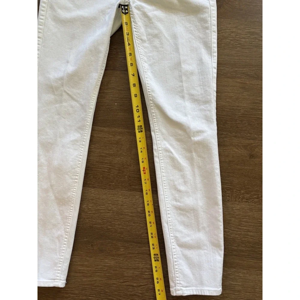 7‎ For All Mankind Women Jeans 28 White High Rise Crop Skinny Stretch Button fly